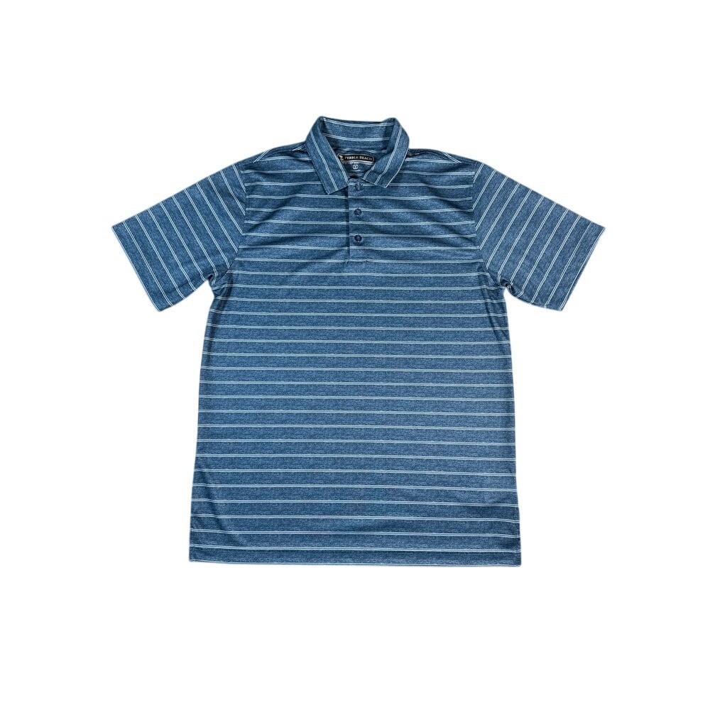 Pebble Beach Dry-Luxe Performance‎ Golf Polo Striped Blue Size M